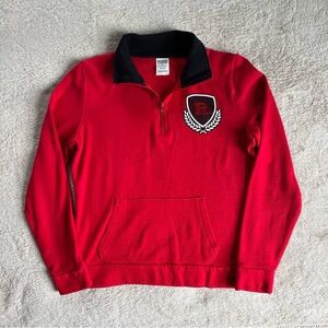 PINK Rutgers University Red Black Sequins Graphic Half Zip Jacket Size XS